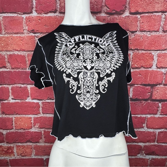 Affliction Women’s Graphic Baby Tee -Size: XL -NWOT - Picture 2 of 11